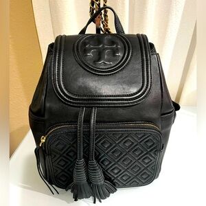 Tory Burch Black Quilted Leather Backpack